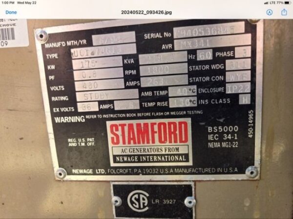 Generator Plate data