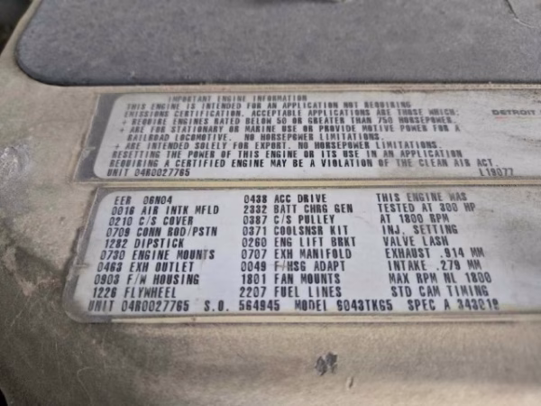 Kohler Natural Gas Generator Data Plate