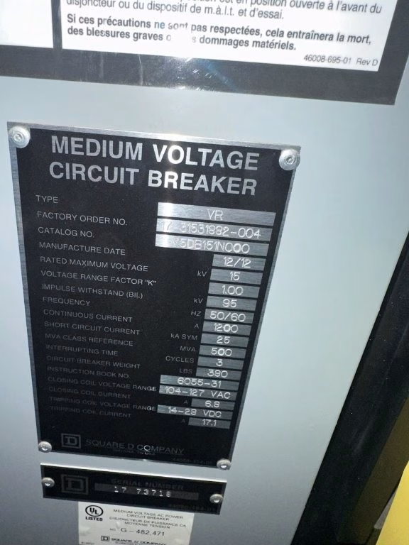 Switchgear Package info Plate